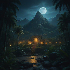 City of gold in Central American jungle under full round moon - JXI.jpg