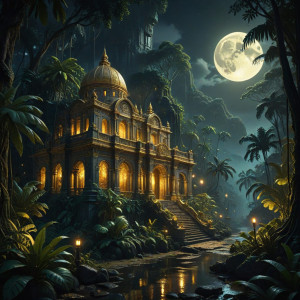 City of gold in Central American jungle under full round moon - BXL.jpg