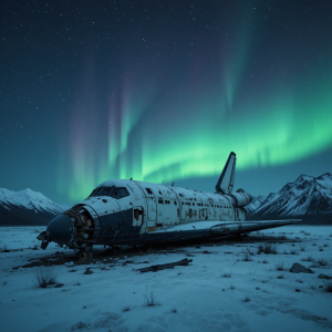 Remains of a crushed space shuttle in the Alaskan wilderness - PL1.png