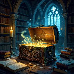 Pandora box in haunted medieval magical library - Н11.jpg