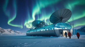 Futuristic research station in the Arctic under aurora borealis - L3.jpg