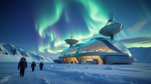 Futuristic research station in the Arctic under aurora borealis - L4.jpg