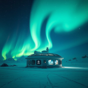 Futuristic research station in the Arctic under aurora borealis - FS.jpg