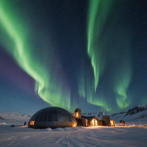 Futuristic research station in the Arctic under aurora borealis - R5.jpg
