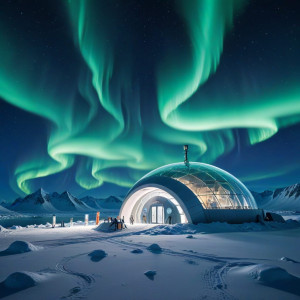Futuristic research station in the Arctic under aurora borealis - АXL.jpg