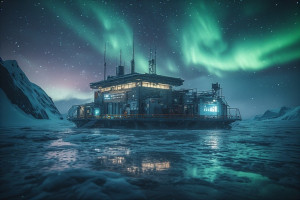Futuristic research station in the Arctic under aurora borealis - 1.jpg