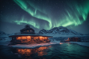 Futuristic research station in the Arctic under aurora borealis - 3.jpg