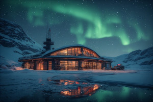 Futuristic research station in the Arctic under aurora borealis - 5.jpg
