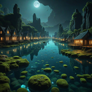 An ancient stone city, half-submerged in ocean - H1.png