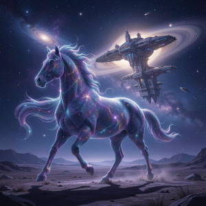 A majestic, ethereal horse sculpted from swirling stardust.jpg