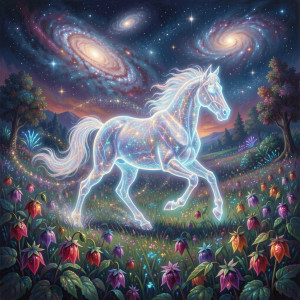 A spectral horse, shimmering with ethereal light.jpg