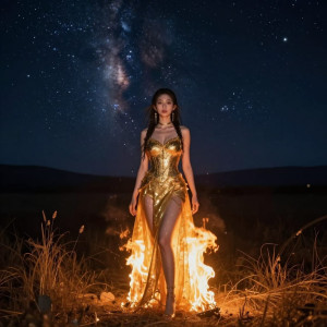 Woman of the flame in magical land under starry night sky - Z.jpg