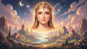 Face of Goddess Asherah in the sky over magical land.jpg