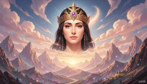 Face of Goddess Asherah in the sky over magical mountains.jpg