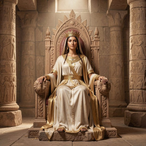 Goddess Asherah sitting on her throne in ancient temple - F29.jpg