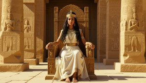 Goddess Asherah sitting on her throne in ancient temple - H11.jpg