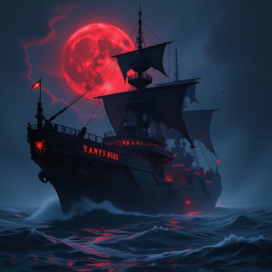 Demonic stealth warship in Devil's Sea under blood moon - Н11.jpg