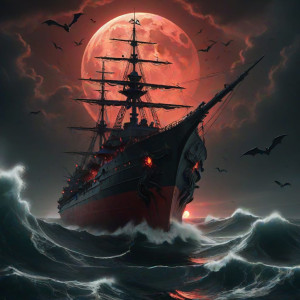 Demonic stealth warship in Devil's Sea under blood moon - СXL.jpg