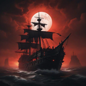 Demonic stealth warship in Devil's Sea under blood moon - МXL.jpg