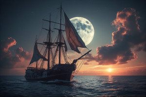 Demonic gunboat in the Caribbean under full moon - P1.jpg