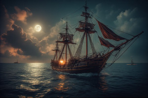 Demonic gunboat in the Caribbean under full moon - P3.jpg