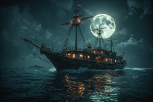 Demonic gunboat in the Caribbean under full moon - P4.jpg