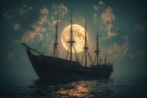 Demonic gunboat in the Caribbean under full moon - P5.jpg