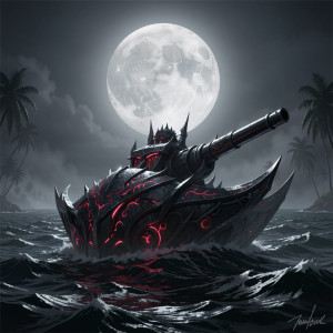 Demonic stealth gunboat in the Caribbean under full moon - F29.jpg