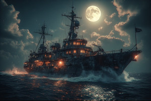 Demonic stealth gunboat in the Caribbean under full moon - P6.jpg