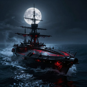 Demonic stealth gunboat in the Caribbean under full moon - Z.jpg