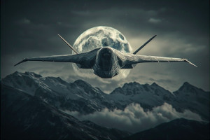 Demonic stealth aircraft over the mountains under full moon - P1.jpg