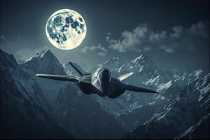 Demonic stealth aircraft over the mountains under full moon - P2.jpg