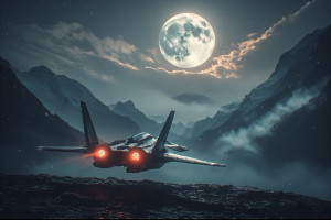Demonic stealth aircraft over the mountains under full moon - P3.jpg