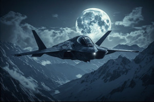 Demonic stealth aircraft over the mountains under full moon - P4.jpg