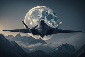 Demonic stealth aircraft over the mountains under full moon - P6.jpg