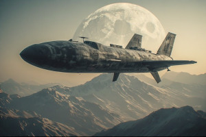 Demonic stealth cruise missile over the mountains under full moon - P1.jpg