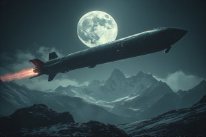 Demonic stealth cruise missile over the mountains under full moon - P3.jpg
