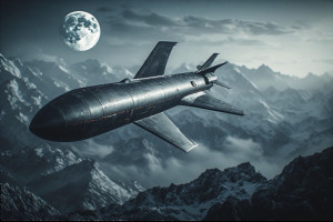 Demonic stealth cruise missile over the mountains under full moon - P5.jpg