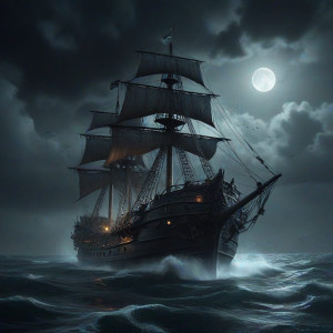 Demonic stealth gunboat in the Caribbean under full moon - J9.jpg