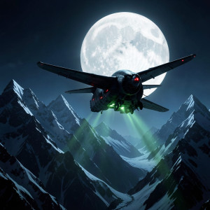 Demonic stealth aircraft over the mountains under full moon - А24.jpg