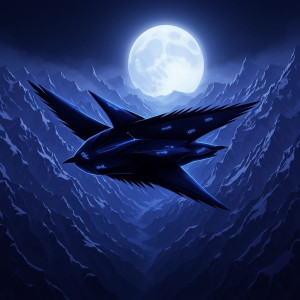 Demonic stealth aircraft over the mountains under full moon - А24B.jpg