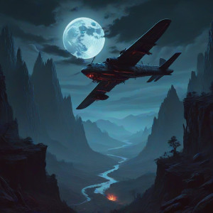 Demonic stealth aircraft over the mountains under full moon - О9.jpg