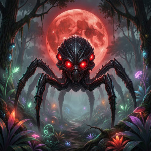 Giant alien spider in African jungle under blood moon - F29.jpg