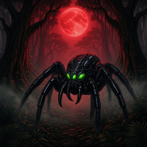 Giant alien spider in African jungle under blood moon - F24В.jpg