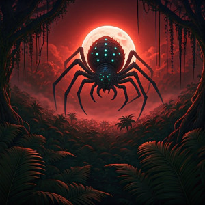 Giant alien spider in African jungle under blood moon - G3.jpg
