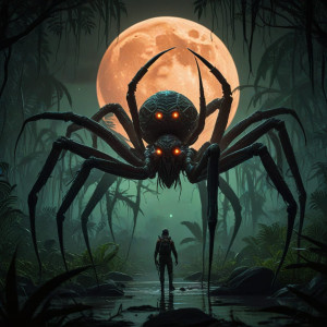 Giant alien spider in African jungle under blood moon - R5.jpg