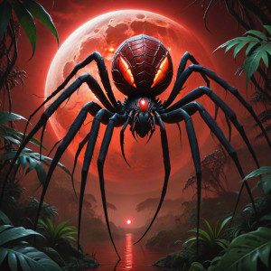 Giant alien spider in African jungle under blood moon - СXL.jpg