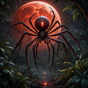 Giant alien spider in African jungle under blood moon - АXL.jpg