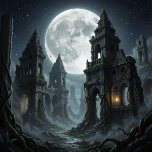 Haunted ruins of prehistoric civilization under full moon - F29.jpg