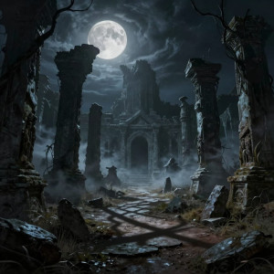 Haunted ruins of prehistoric civilization under full moon - Z.jpg